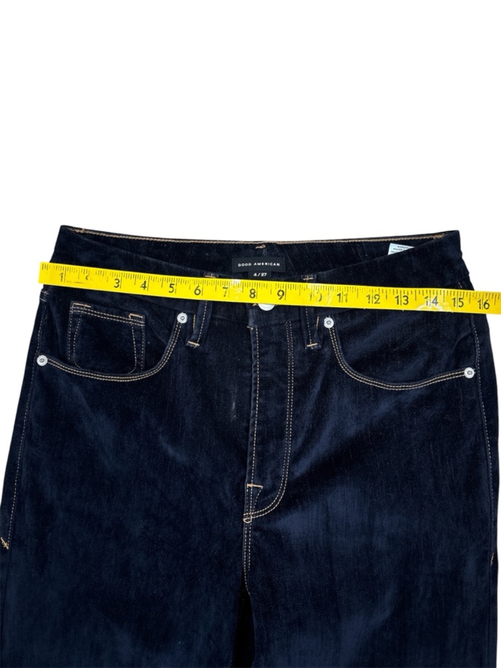GOOD AMERICAN Good Icon Straight Leg Velvet Jeans Dark Blur size 4 - Picture 4 of 10